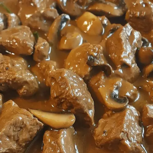 Melt In Your Mouth Beef Tips with Mushroom Gravy