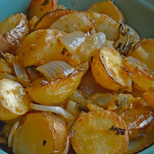 OVEN FRIED POTATOES & ONIONS