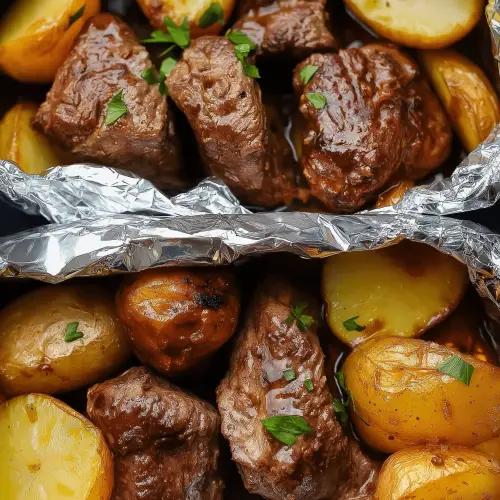 Garlic Steak & Potato Foil Packets