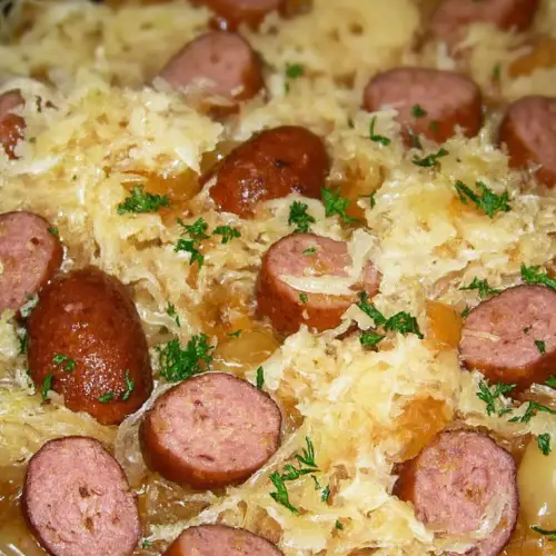 Polish sausage Sauerkraut and potatoes