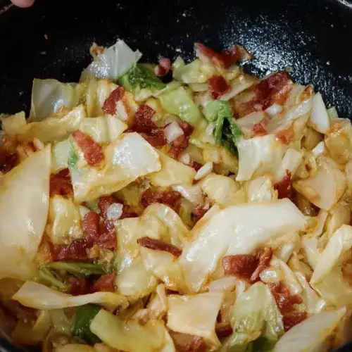 Fried Cabbage with Bacon Onion and Garlic