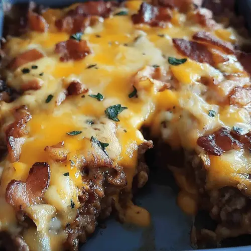 Low-Carb Bacon Cheeseburger Casserole