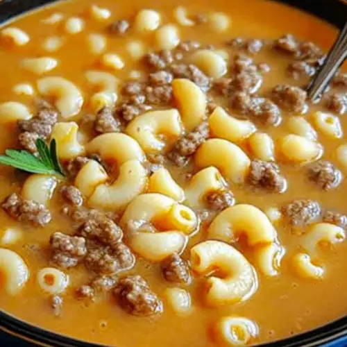 One-Pot Macaroni Cheeseburger Soup
