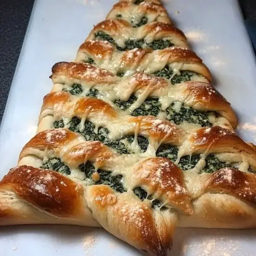 Christmas Tree Spinach Dip Breadsticks