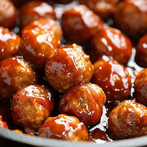 Whiskey Peach BBQ Meatballs