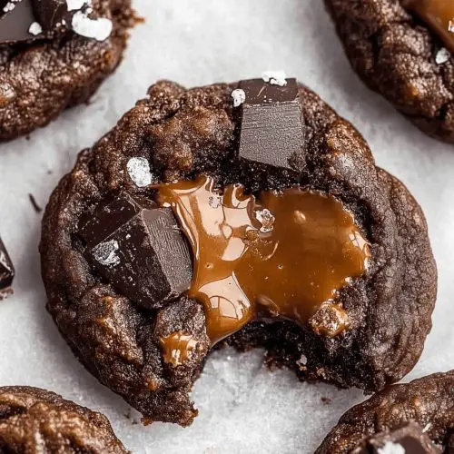 Salted Caramel Chocolate Fudge Cookies