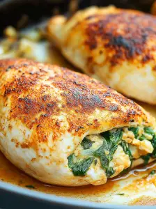 Spinach Stuffed Chicken Breasts - a healthy low carb dinner option!