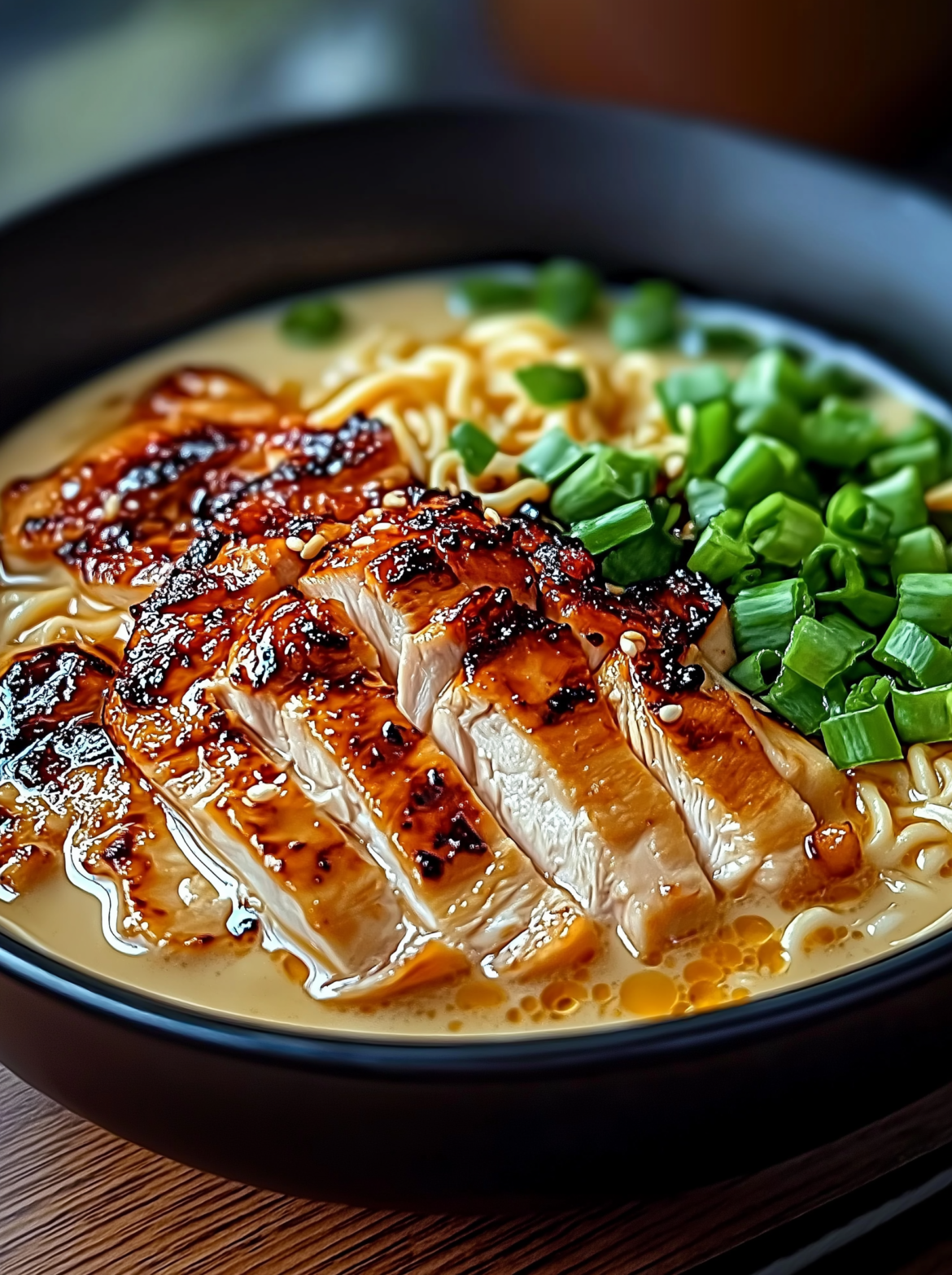 Fiery Chicken Ramen with Creamy Garlic Sauce