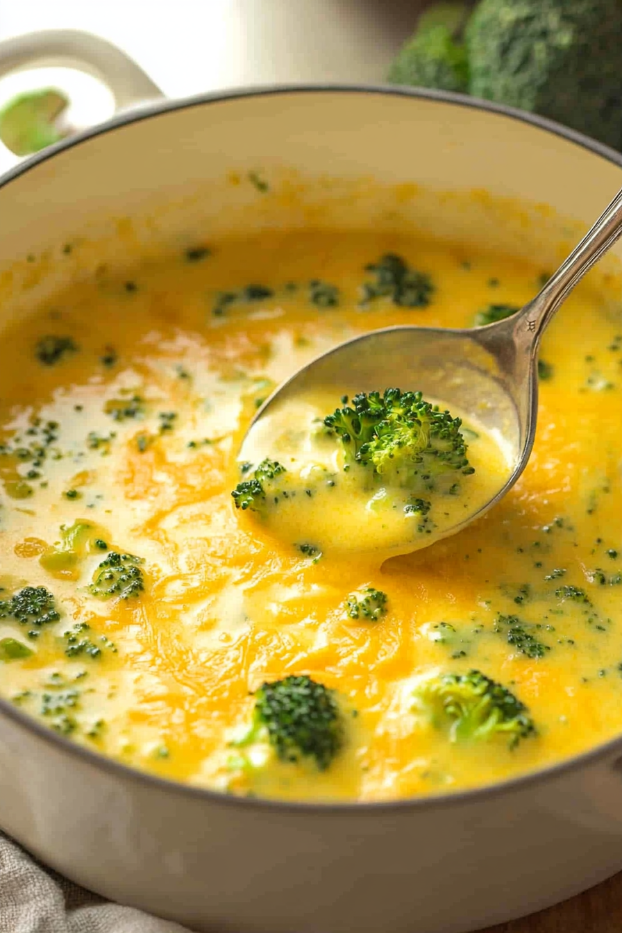 Broccoli Cheddar Soup Final Dish Presentation