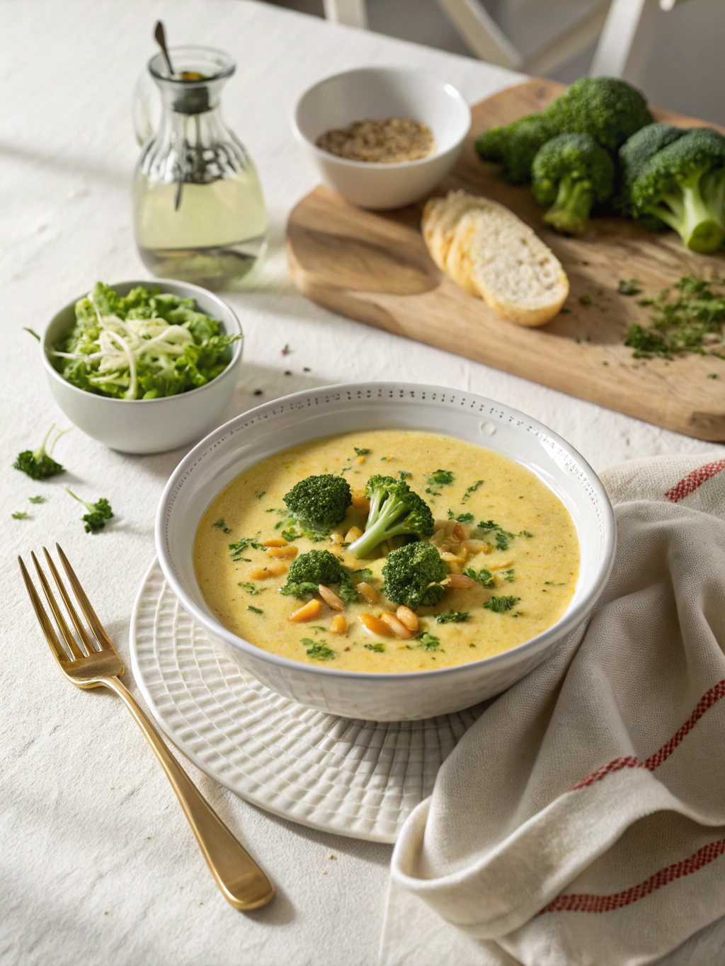 Broccoli Cheddar Soup serving suggestion