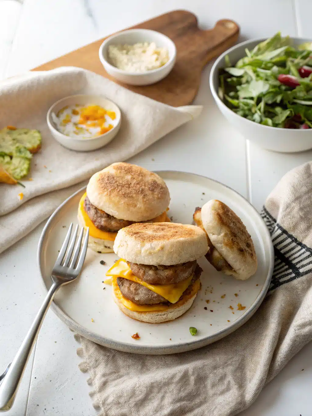 Copycat Sausage Egg McMuffins serving suggestion
