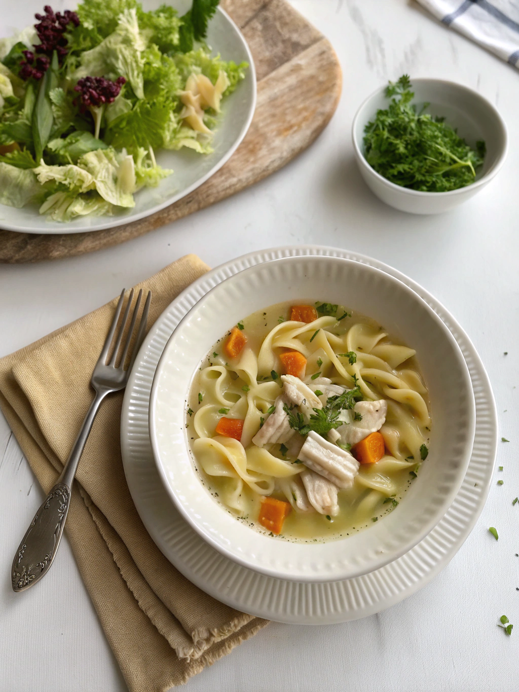 Homemade Chicken Noodle Soup serving suggestion
