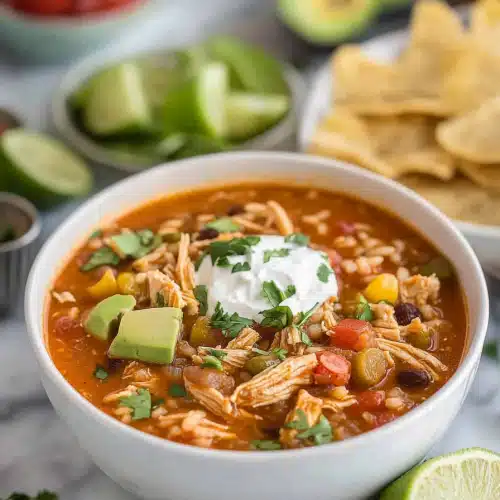 Southwest Chicken Rice Soup