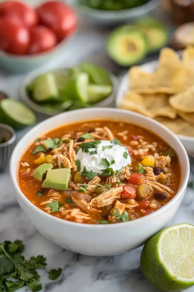Southwest Chicken Rice Soup