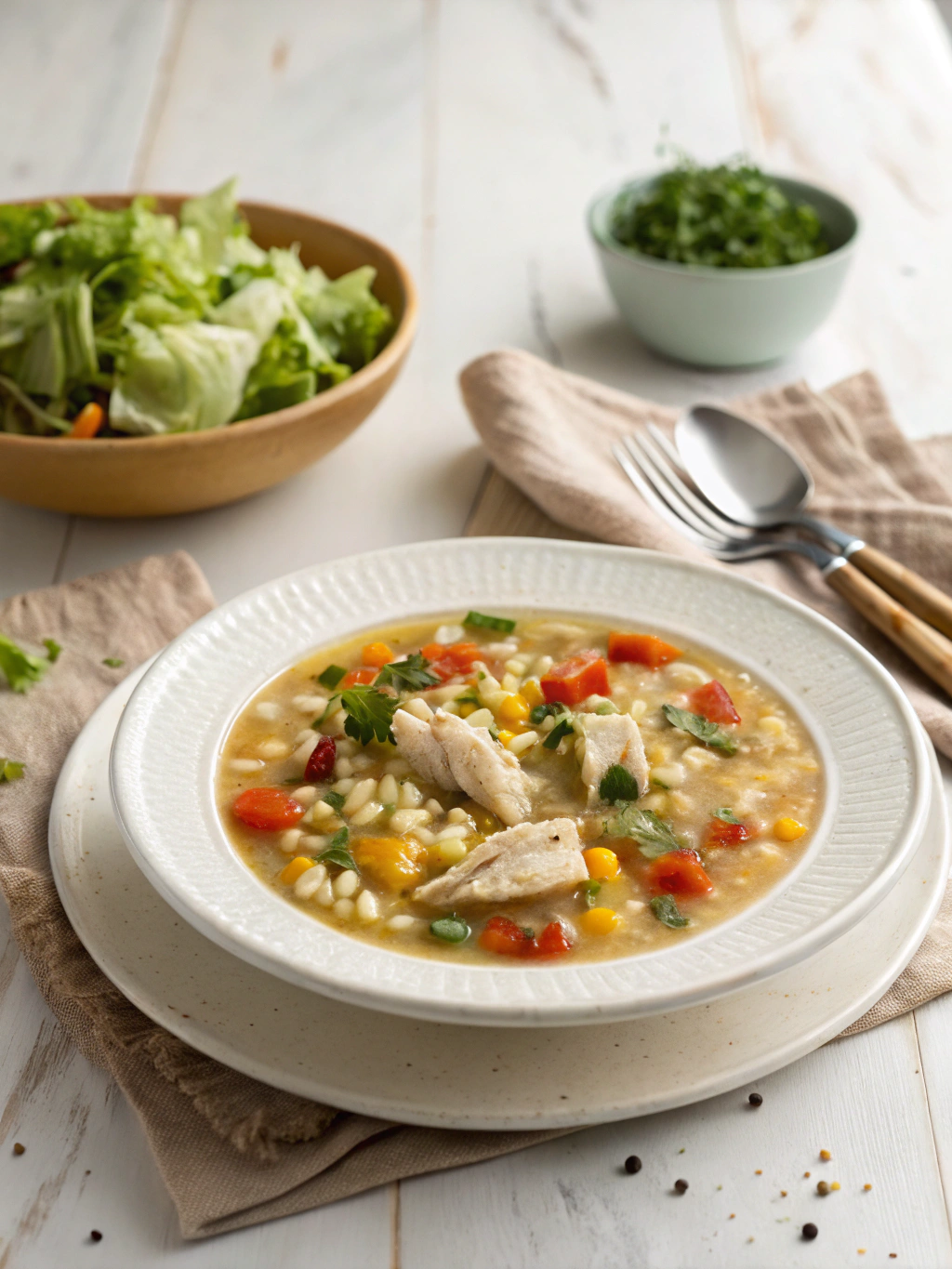 Southwest Chicken Rice Soup serving suggestion