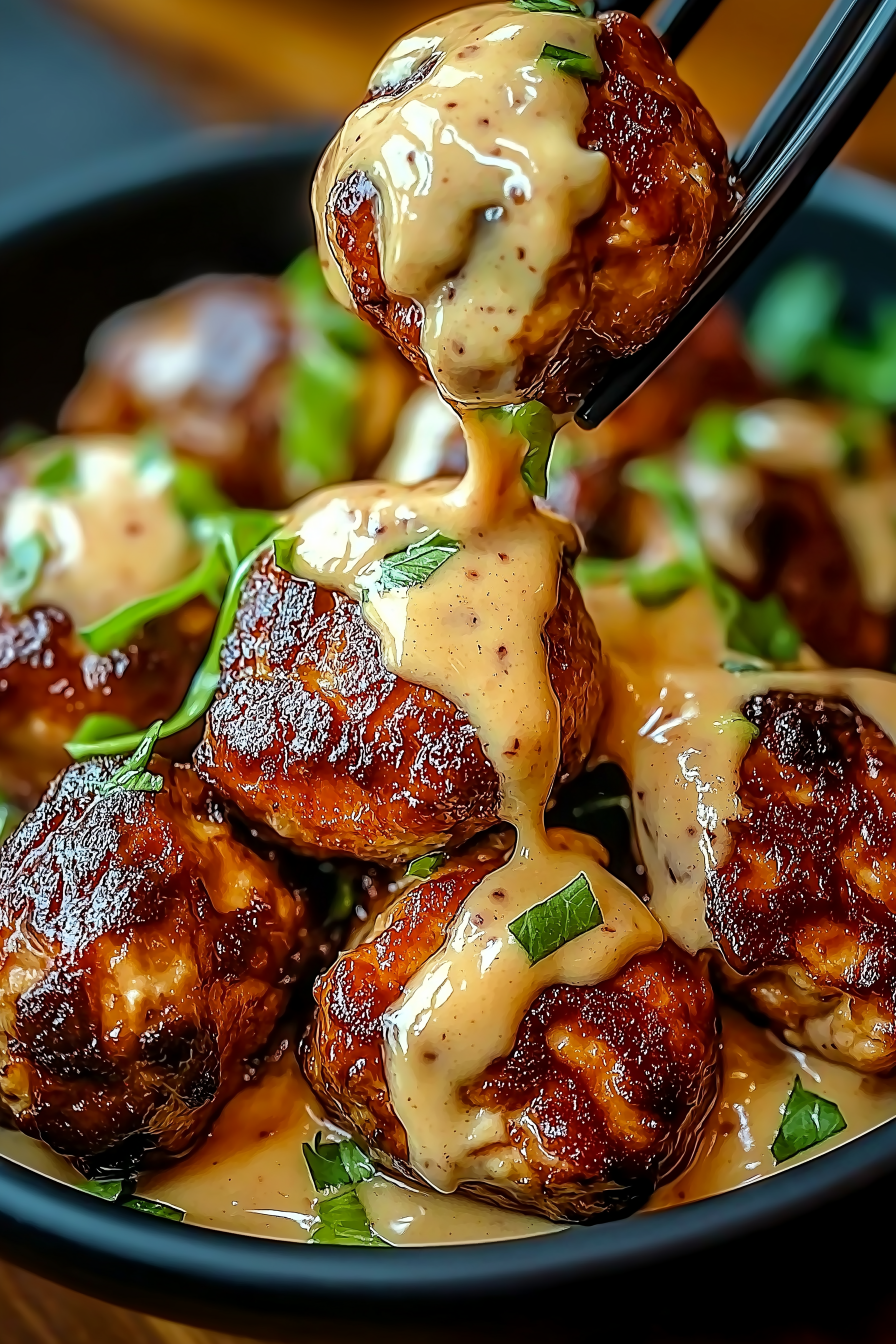 Korean BBQ Meatballs with Spicy Mayo Dip