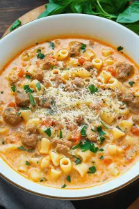 Creamy Parmesan Italian Sausage Ditalini Soup - Easy DIY Recipes