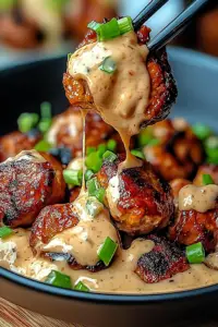 Korean BBQ Meatballs with Spicy Mayo Dip