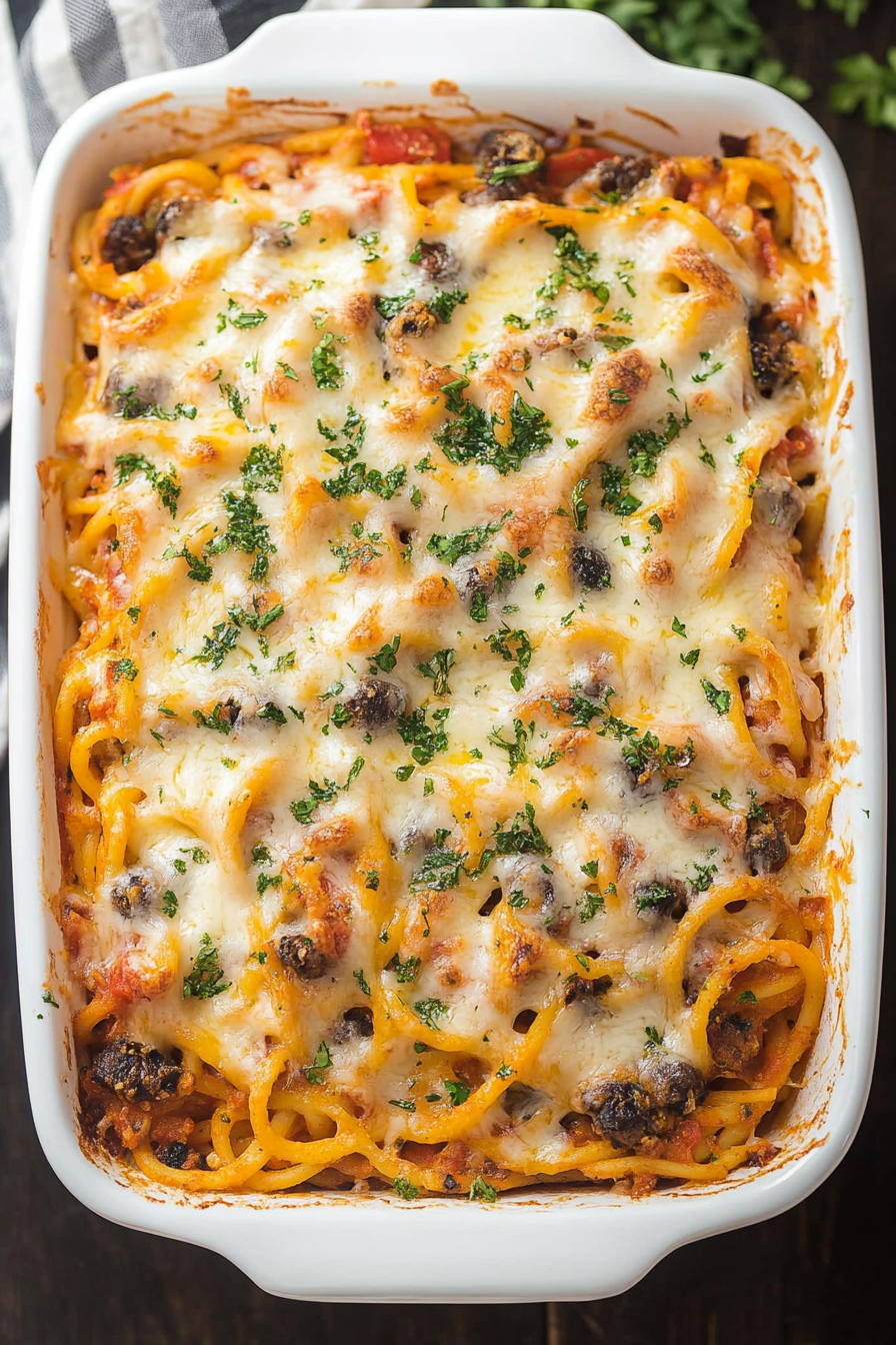 spaghetti casserole recipe Final Dish Presentation