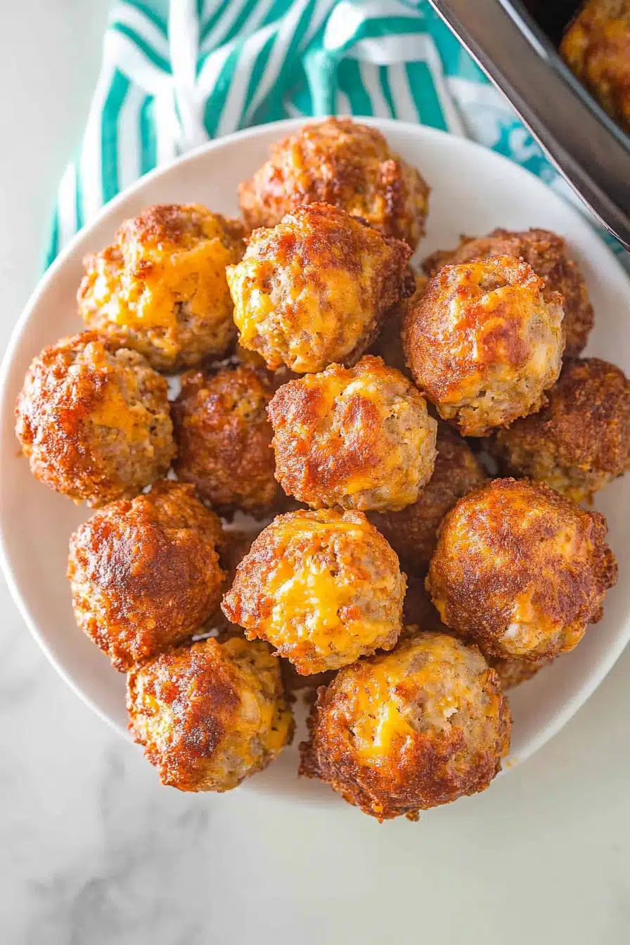 Air Fryer Bisquick Sausage Balls Final Dish Presentation