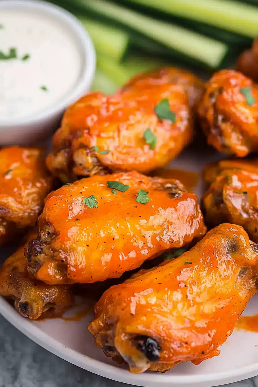 Air Fryer Buffalo Chicken Wings Final Dish Presentation
