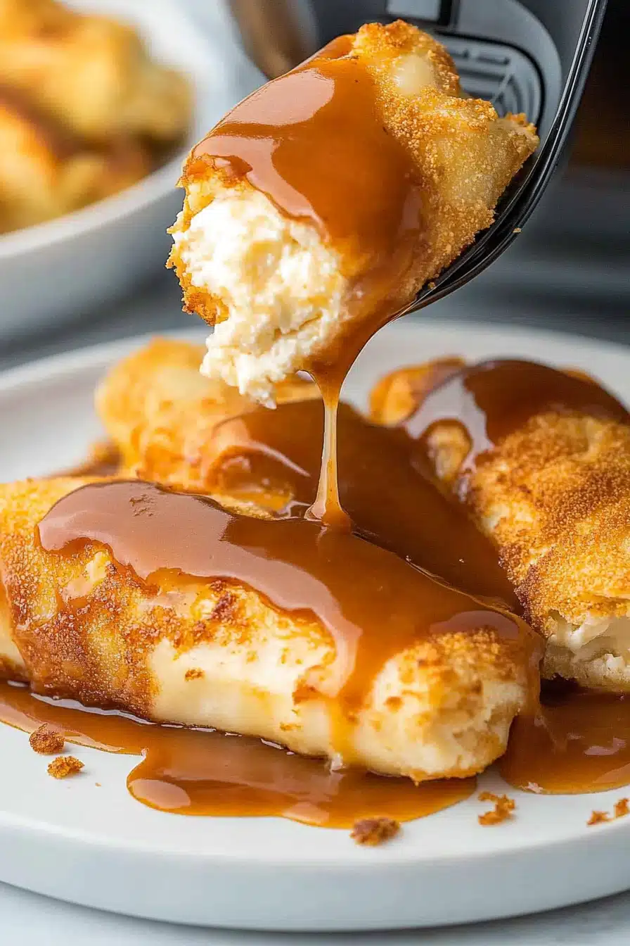 Air Fryer Cheesecake Chimichangas Final Dish Presentation