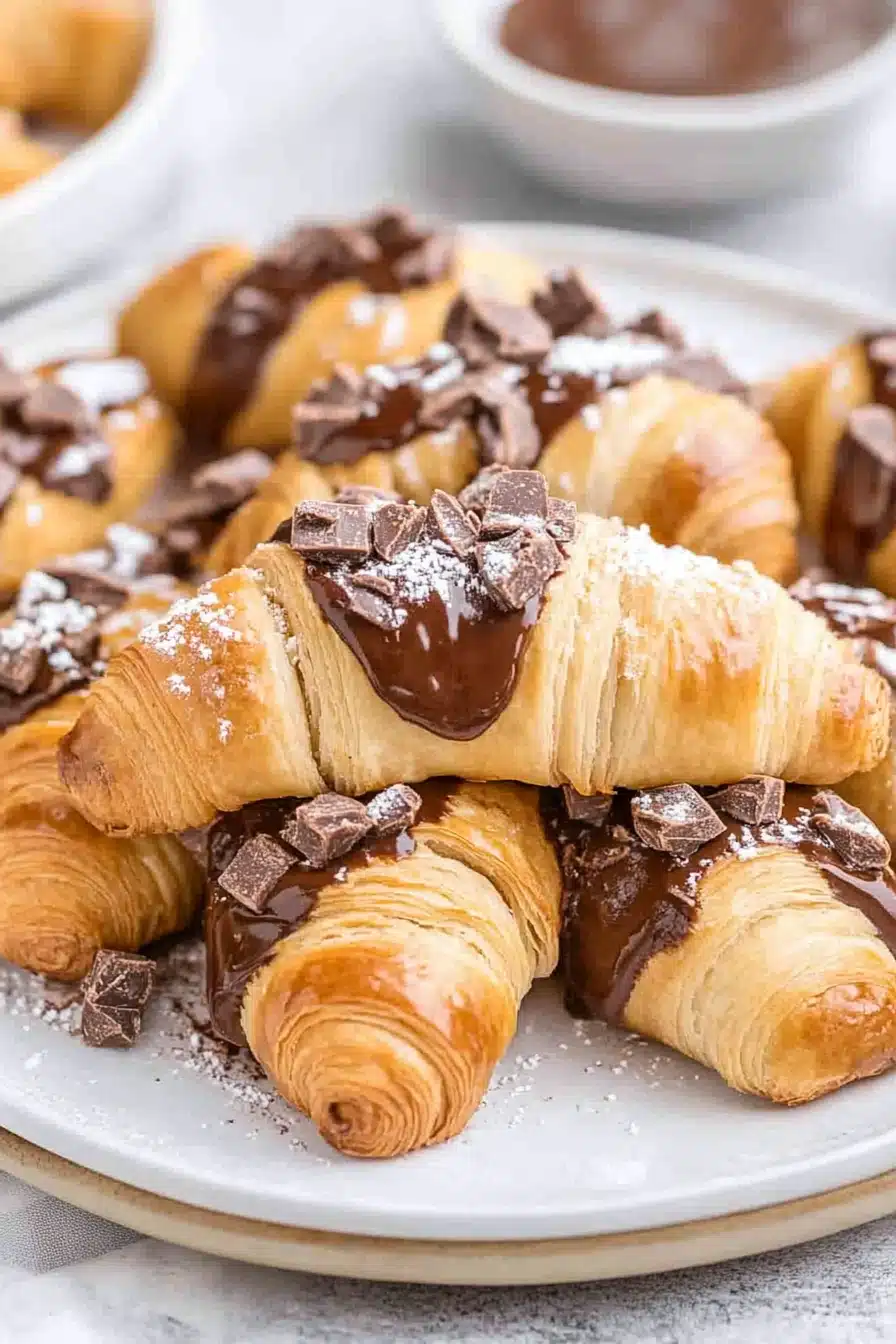 Air Fryer Chocolate Croissants Final Dish Presentation