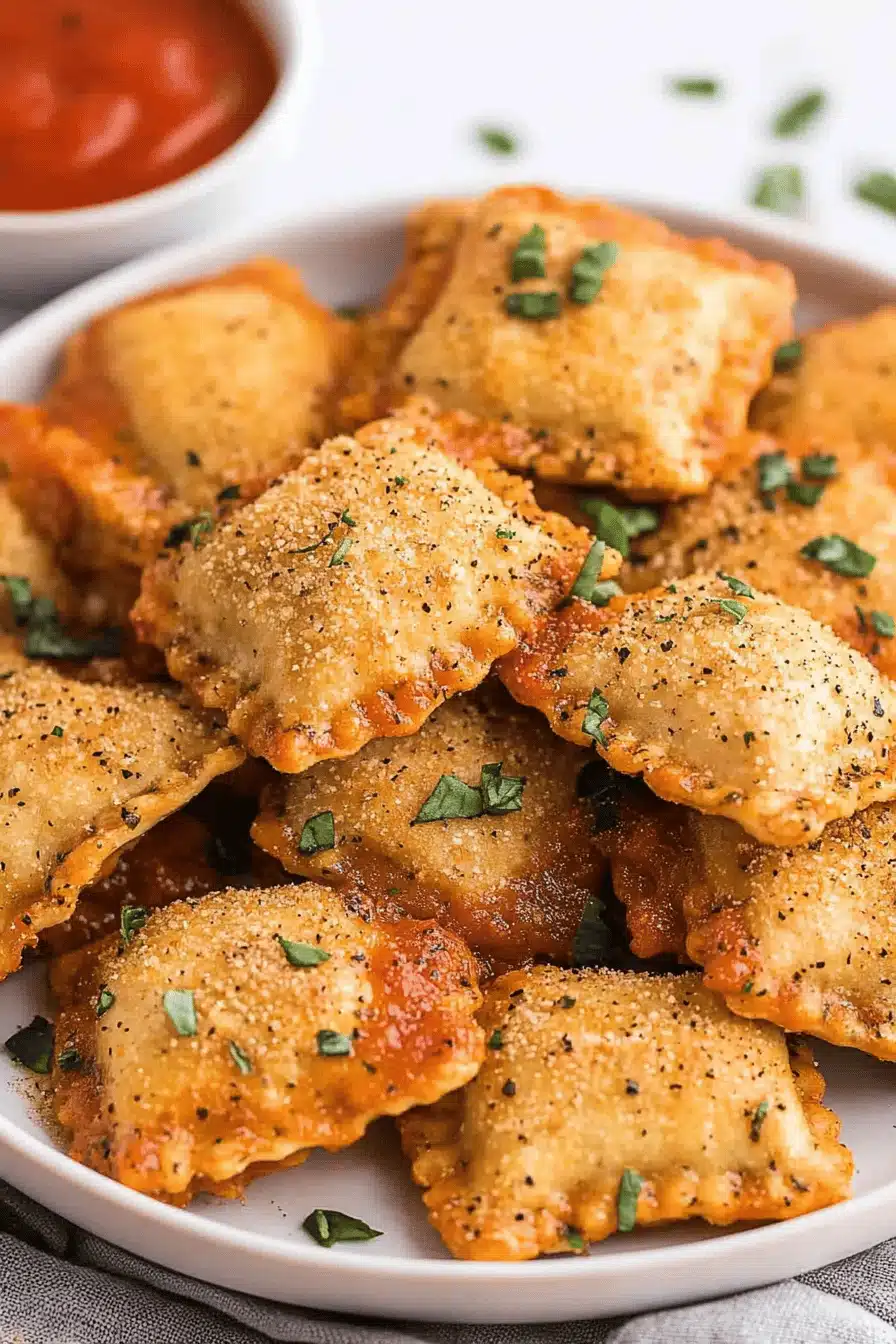 Air Fryer Ravioli Final Dish Presentation