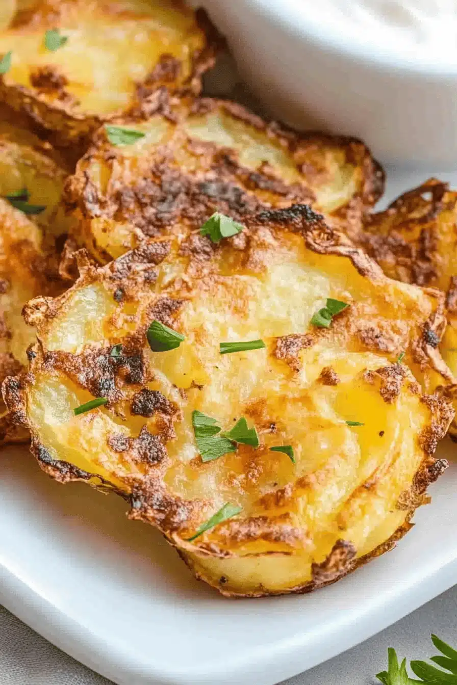 Air Fryer Smashed Potatoes Final Dish Presentation