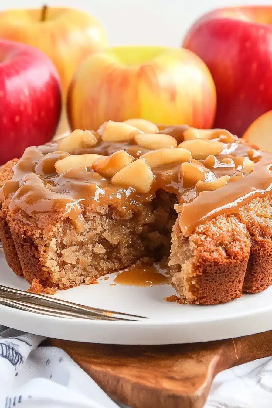 Apple Cake Butterscotch Sauce Final Dish Presentation