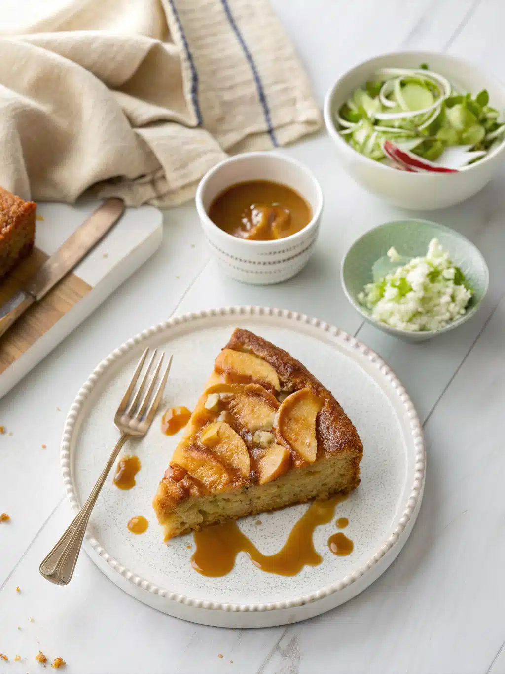 Apple Cake Butterscotch Sauce serving suggestion