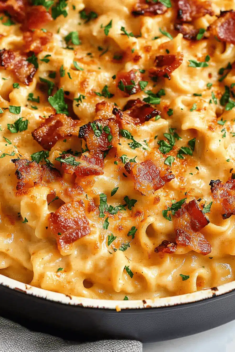 Bacon Alfredo Recipe Final Dish Presentation