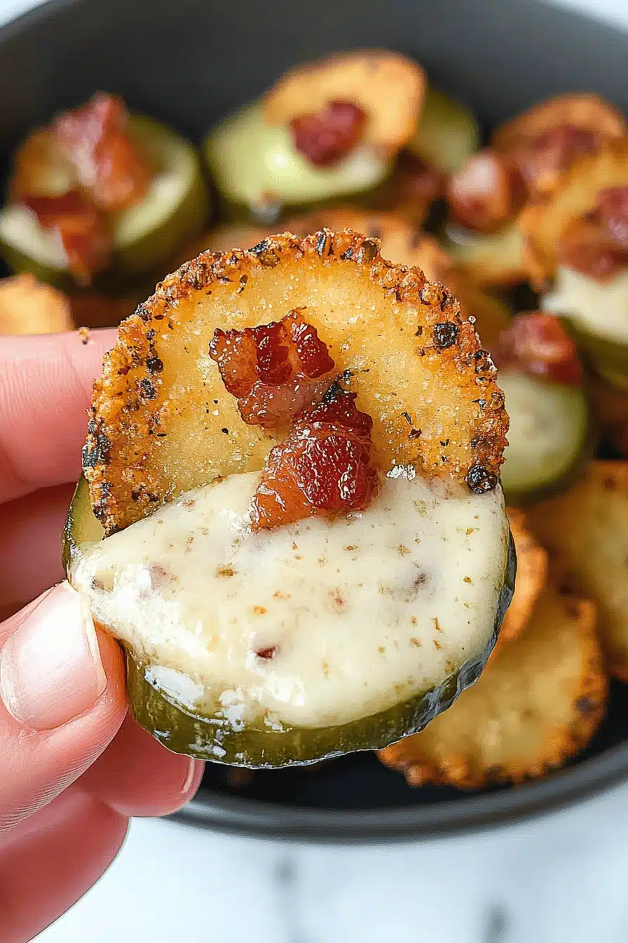Bacon Parmesan Pickle Chips Final Dish Presentation