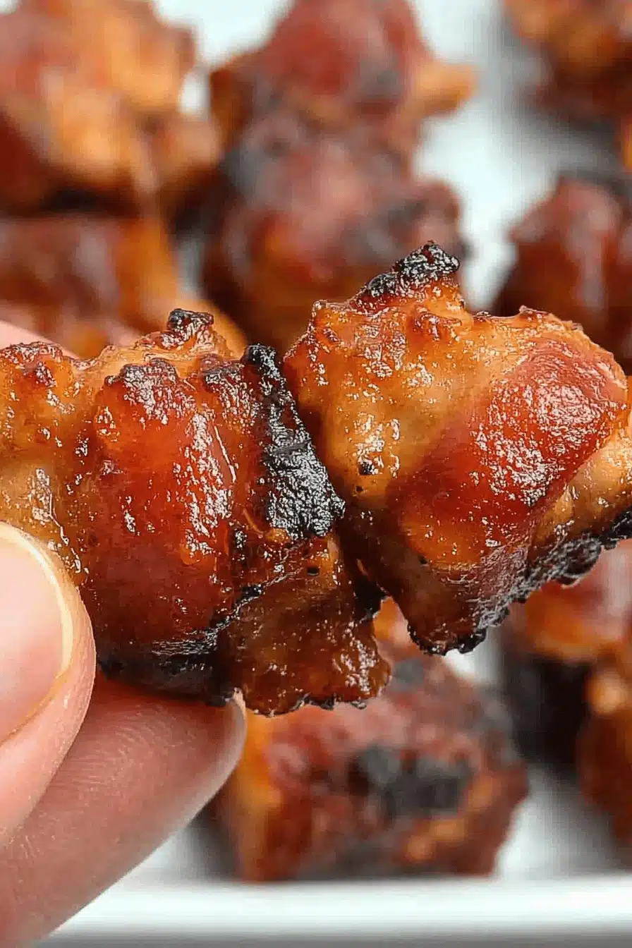 Bacon-Wrapped Chicken Bites Final Dish Presentation