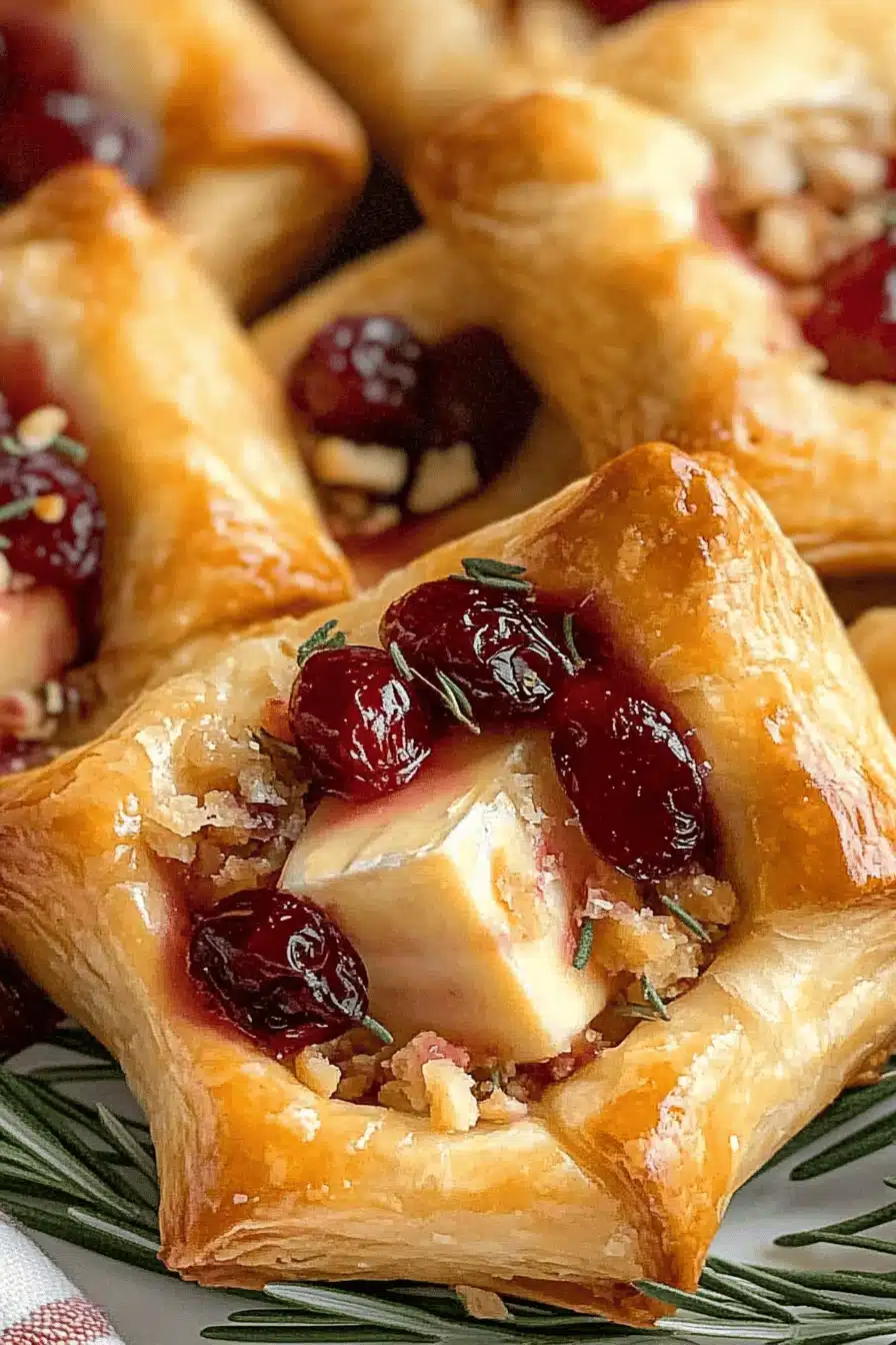 Baked Brie Cranberry Puff Pastry Final Dish Presentation