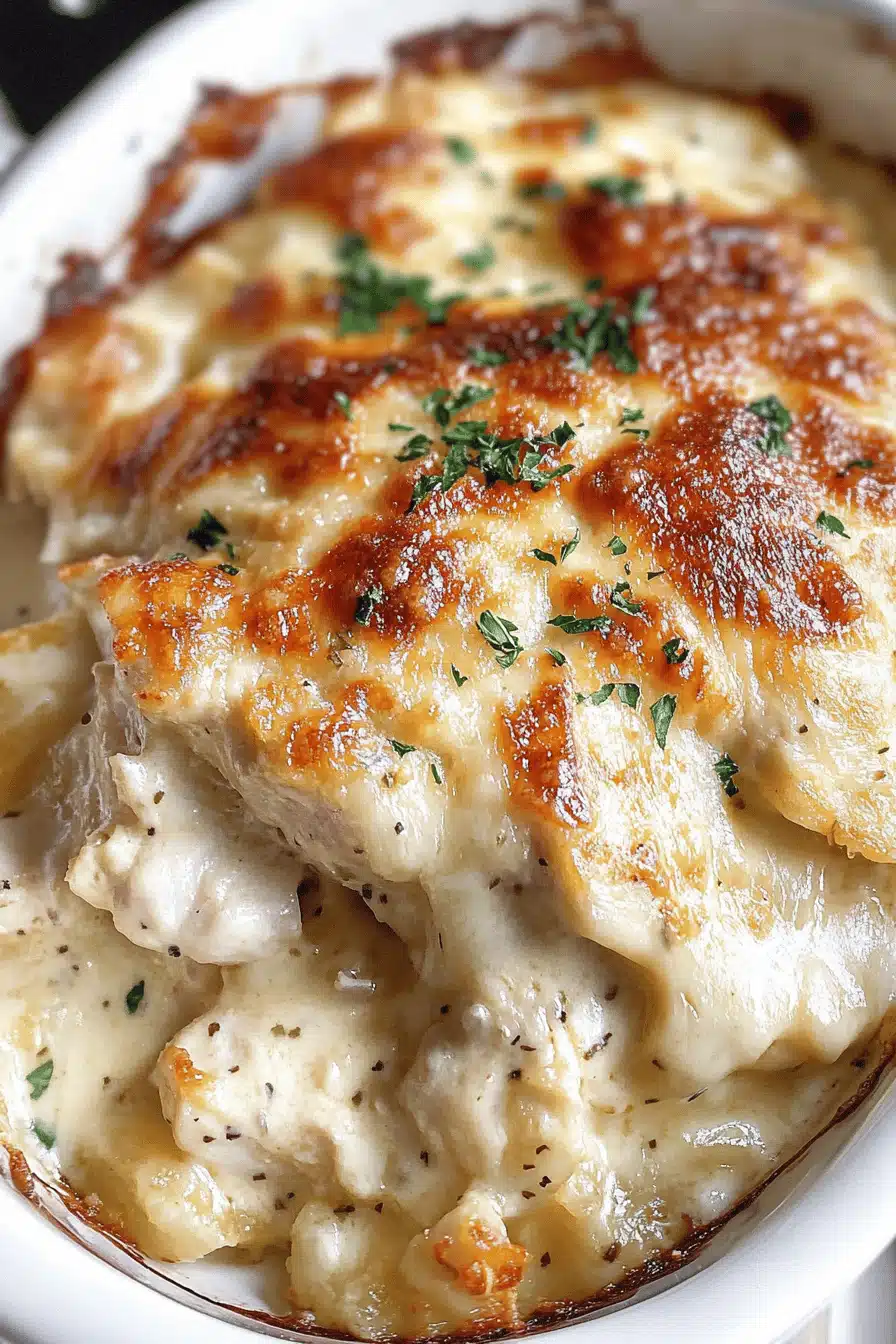 Baked Chicken Alfredo Final Dish Presentation