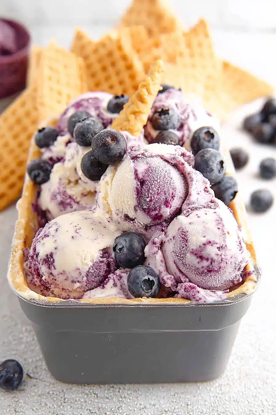 Blueberry Pie Ice Cream Final Dish Presentation