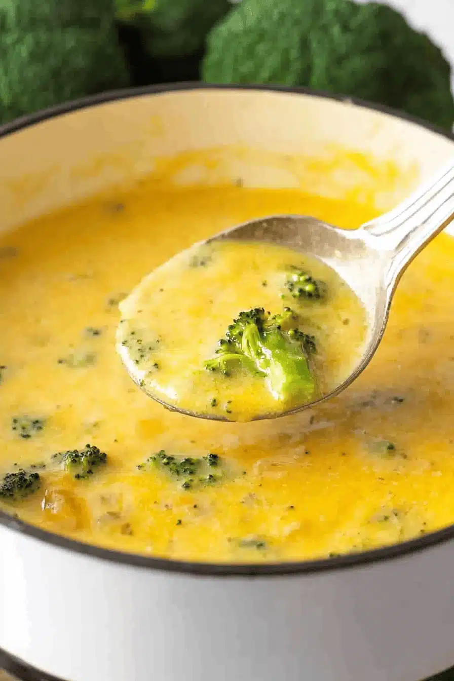 Broccoli Cheddar Soup Final Dish Presentation