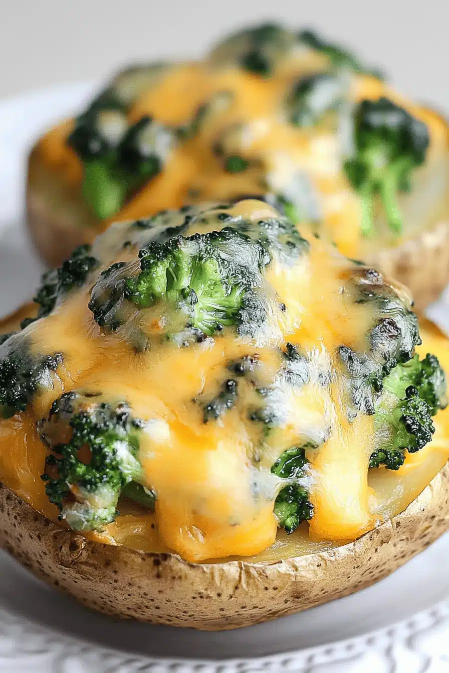Broccoli Cheddar Twice Baked Potatoes Final Dish Presentation