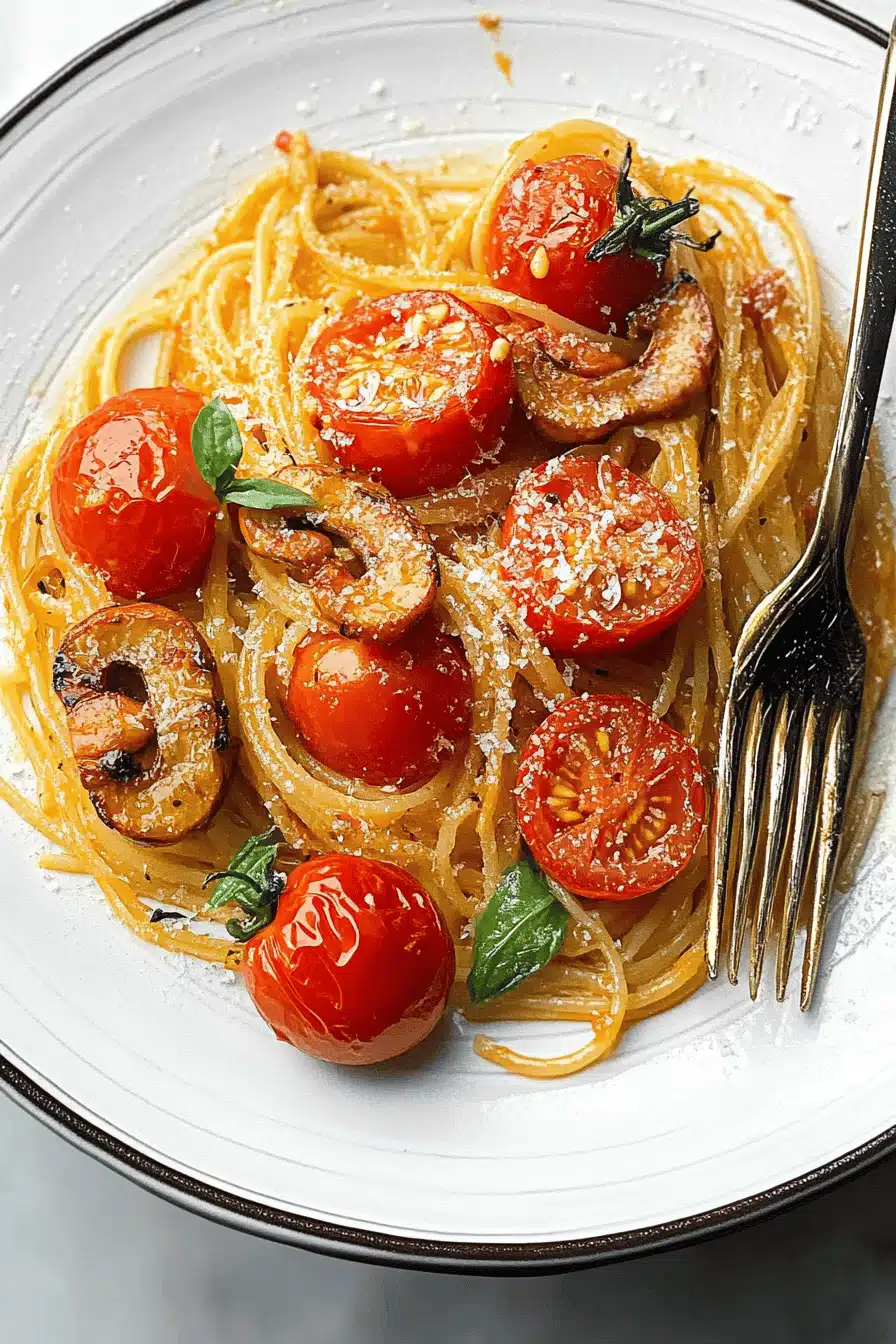 Burst Tomato Pasta Final Dish Presentation