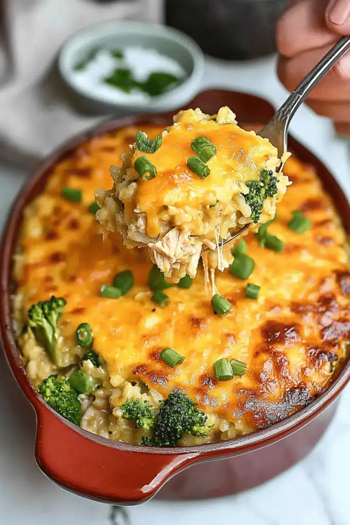 Cheesy Chicken Broccoli Rice Casserole