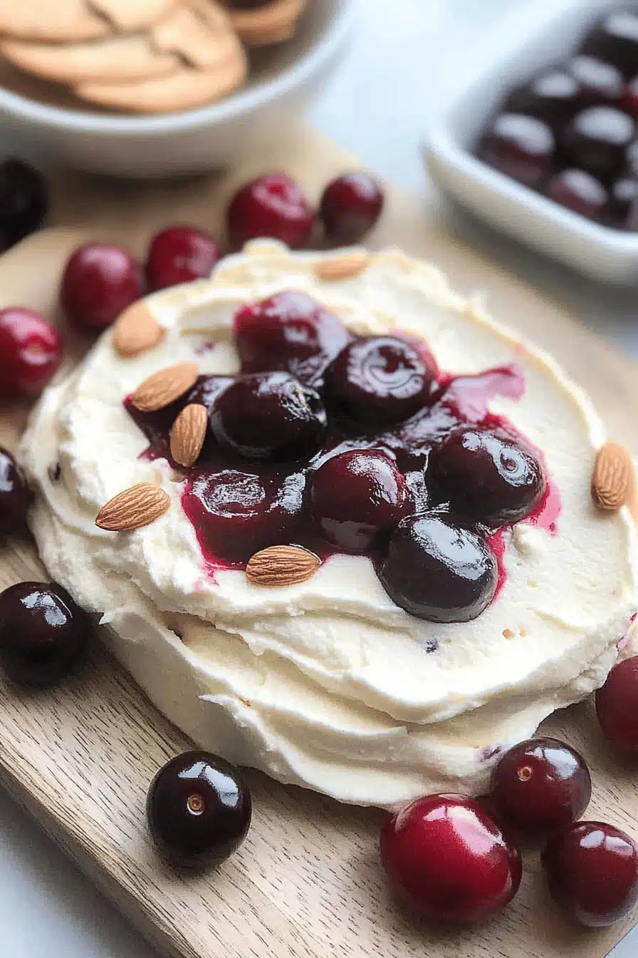 Cherry Almond Mascarpone Dip Final Dish Presentation