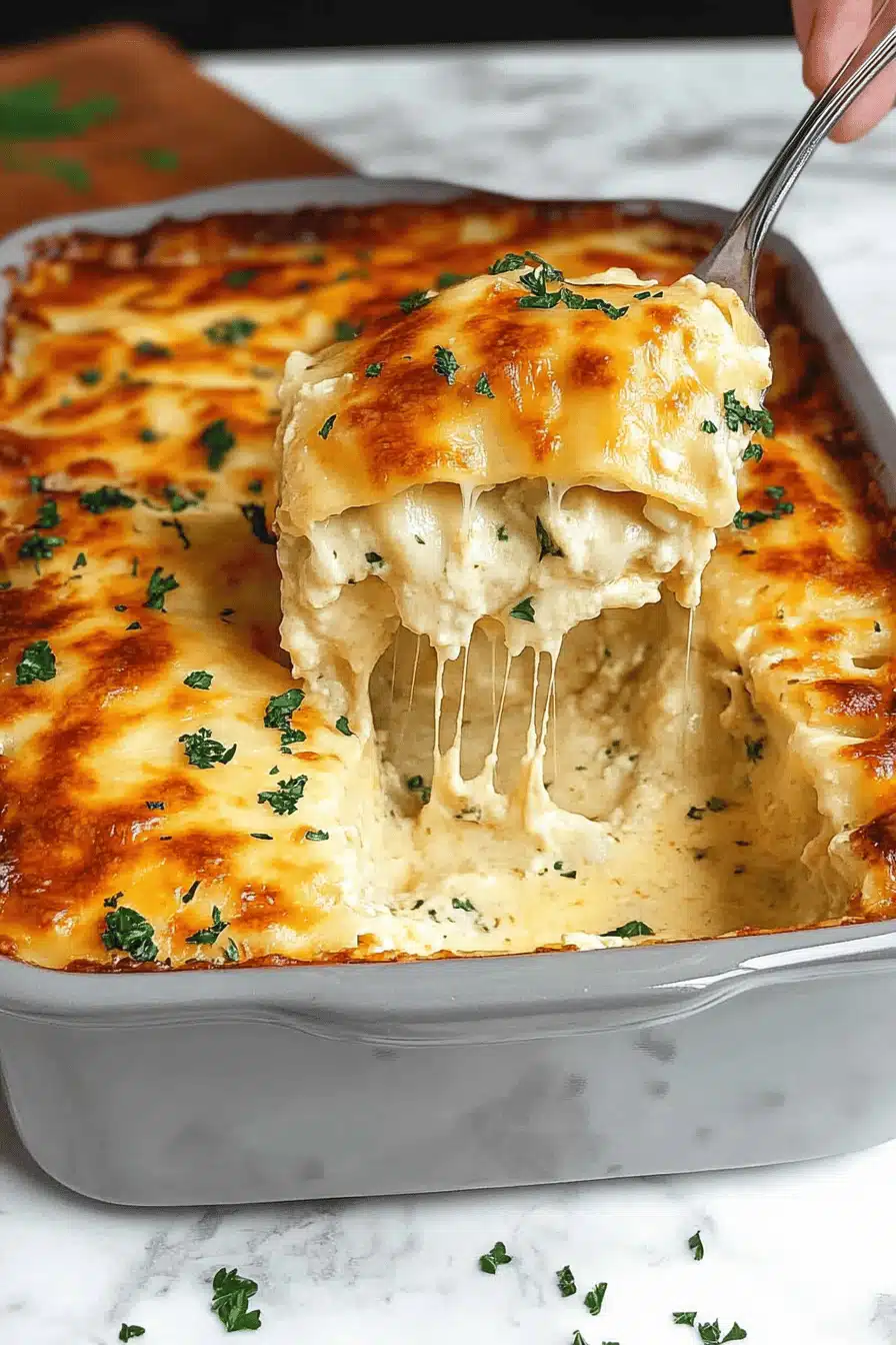 Chicken Alfredo Lasagna Final Dish Presentation