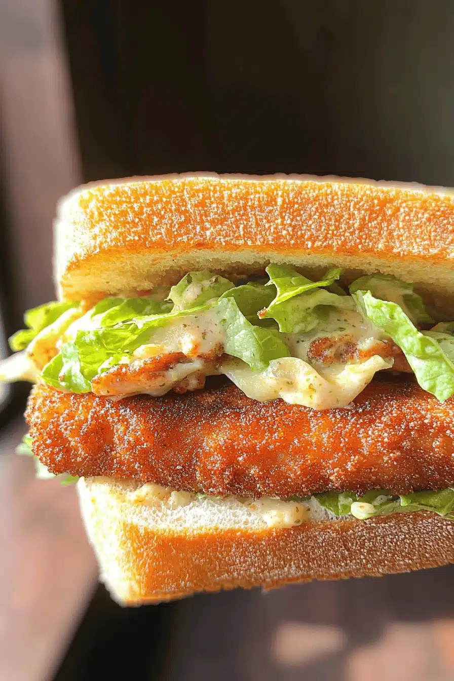 Chicken Caesar Salad Sandwich Final Dish Presentation