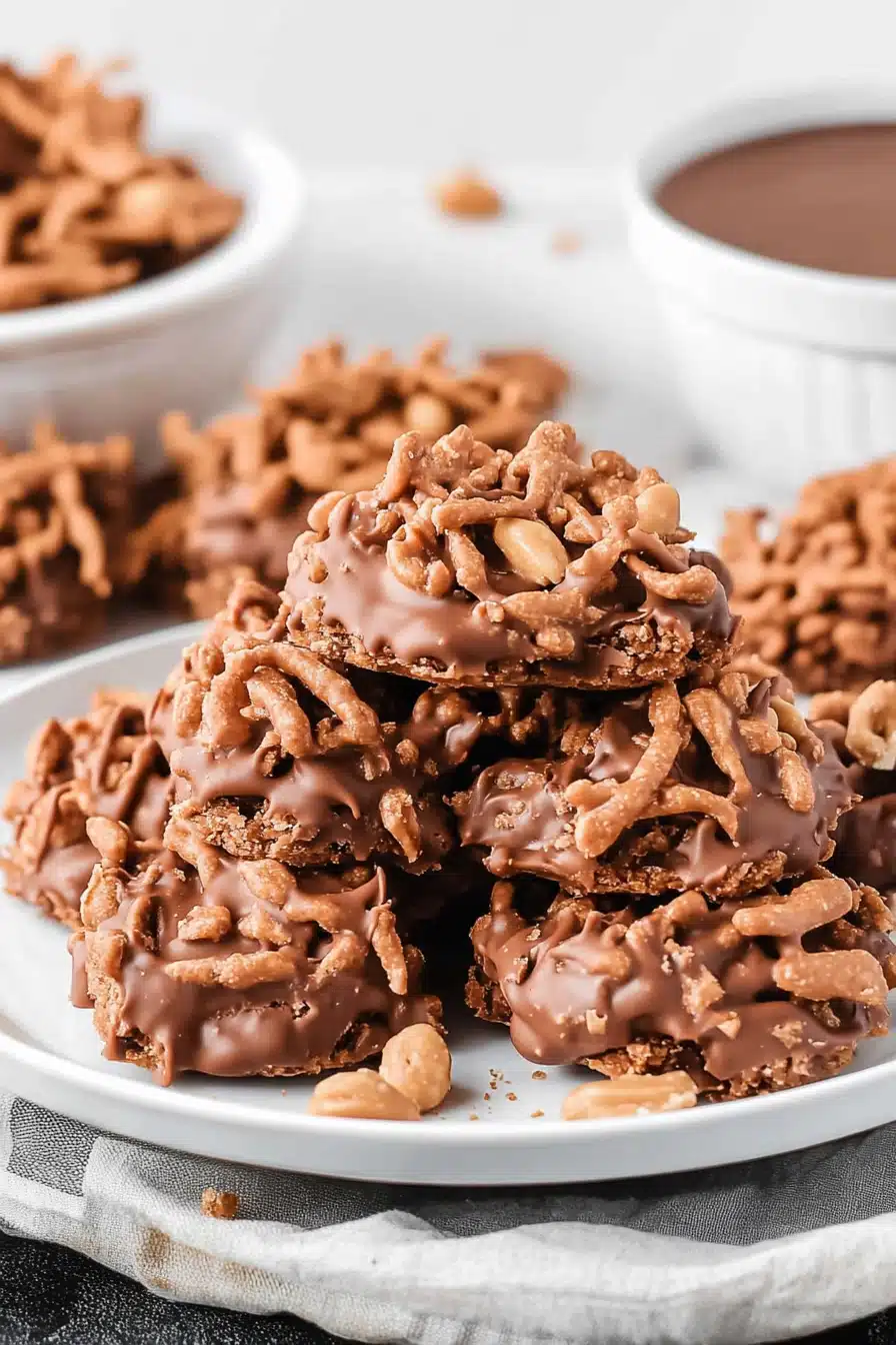 Chocolate Peanut Butter Haystacks Final Dish Presentation