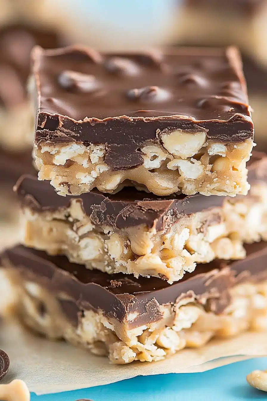 Chocolate Peanut Butter Ramen Bars Final Dish Presentation