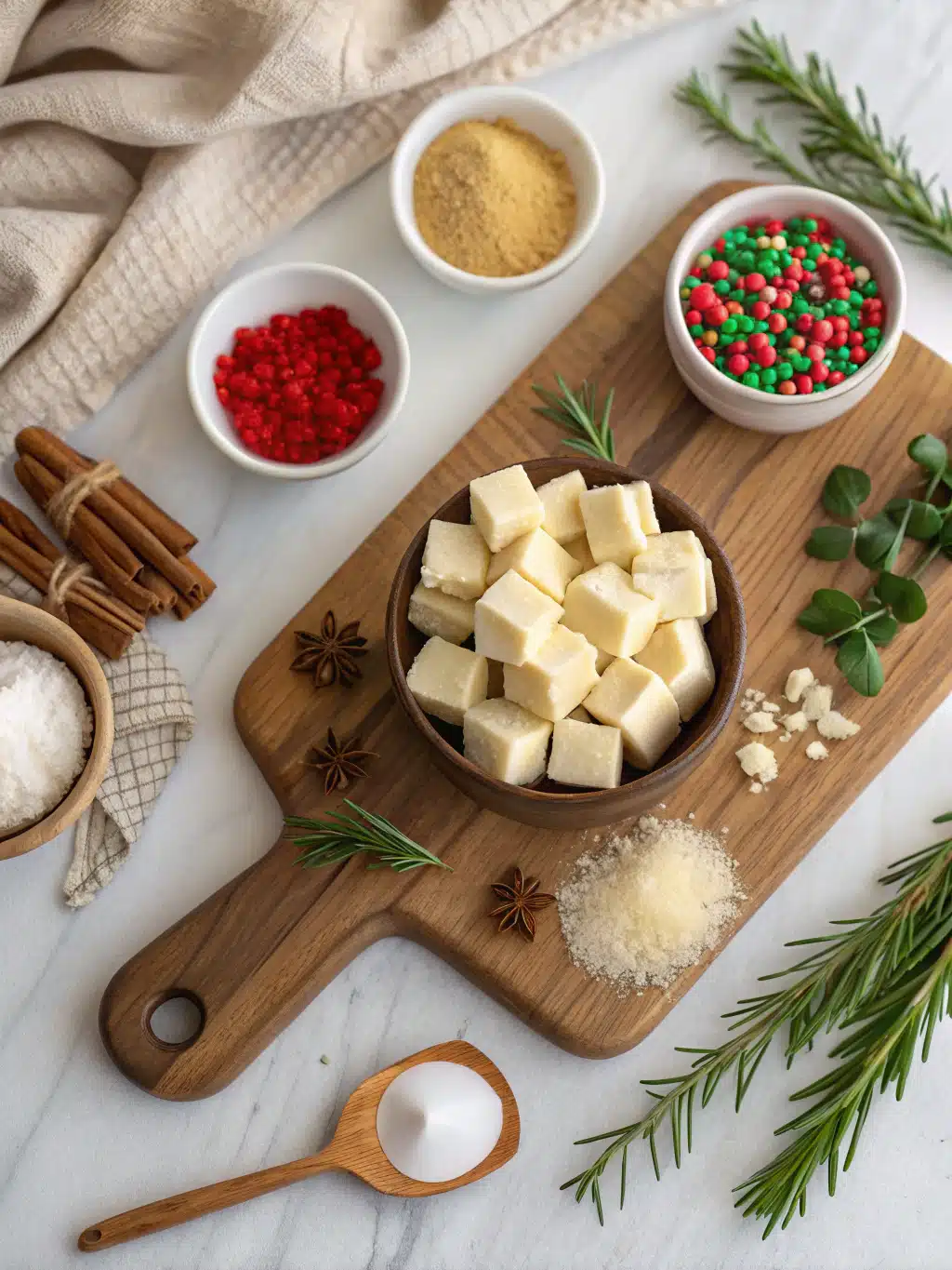 Christmas Sugar Cookie Fudge ingredients