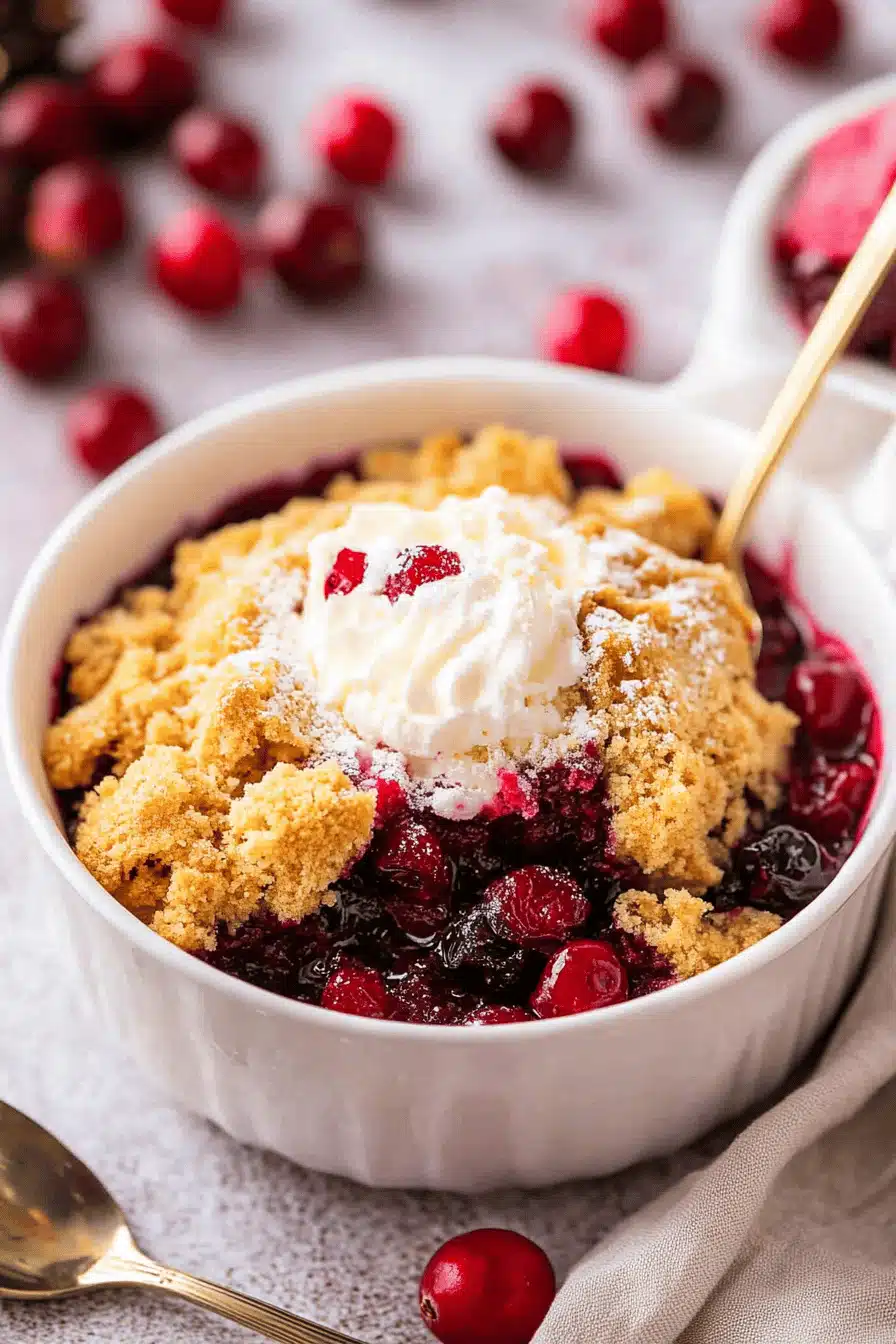 Cranberry Cobbler Dump Cake Final Dish Presentation