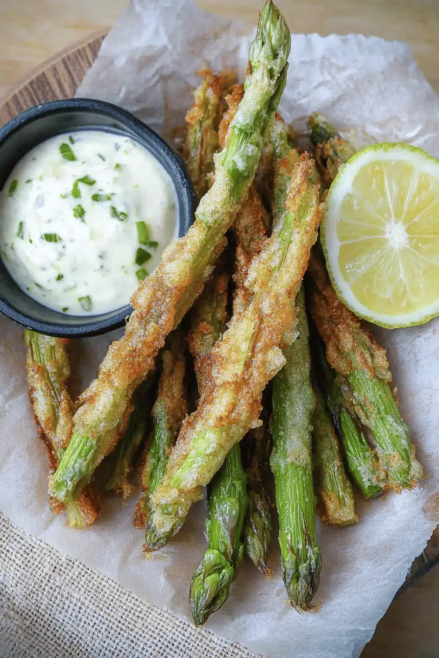 Crispy Fried Asparagus Final Dish Presentation