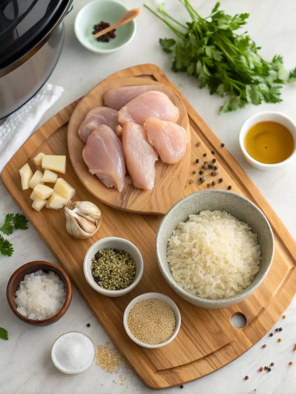 Crockpot Chicken and Rice ingredients